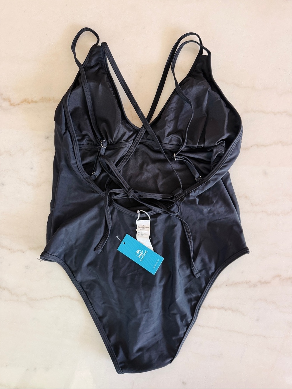 Cupshe Black One-Piece Swimsuit with Crisscross Back - Picture 2 of 3